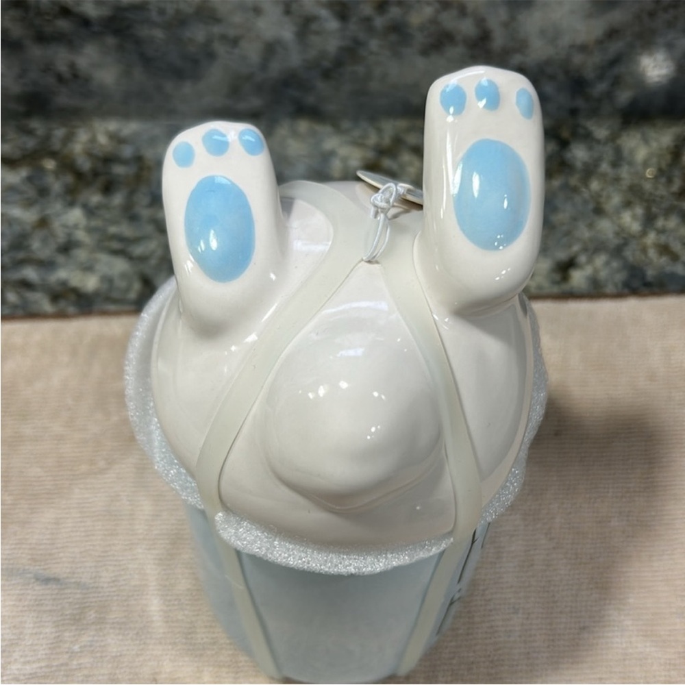 NWT Rae Dunn FUNNY BUNNY Mug with Bunny Feet Topper - Picture 2 of 2